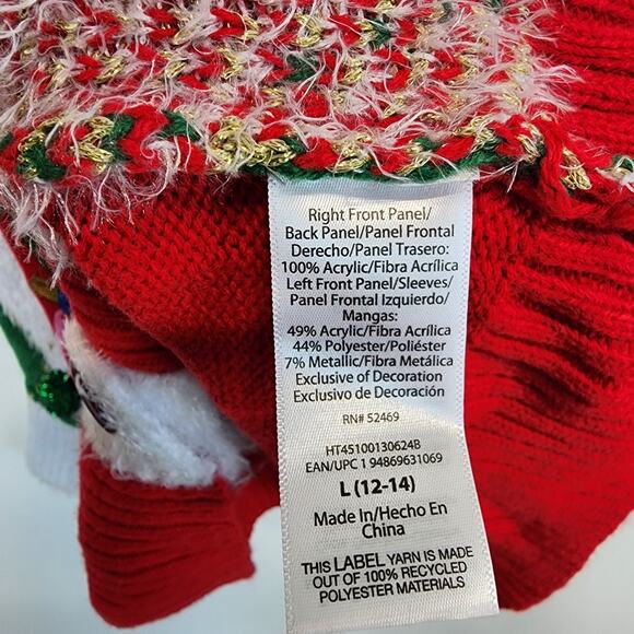 Holiday Time Ugly Christmas Sweater Cardigan Size L Elves Argle V-neck Festive - Picture 10 of 10